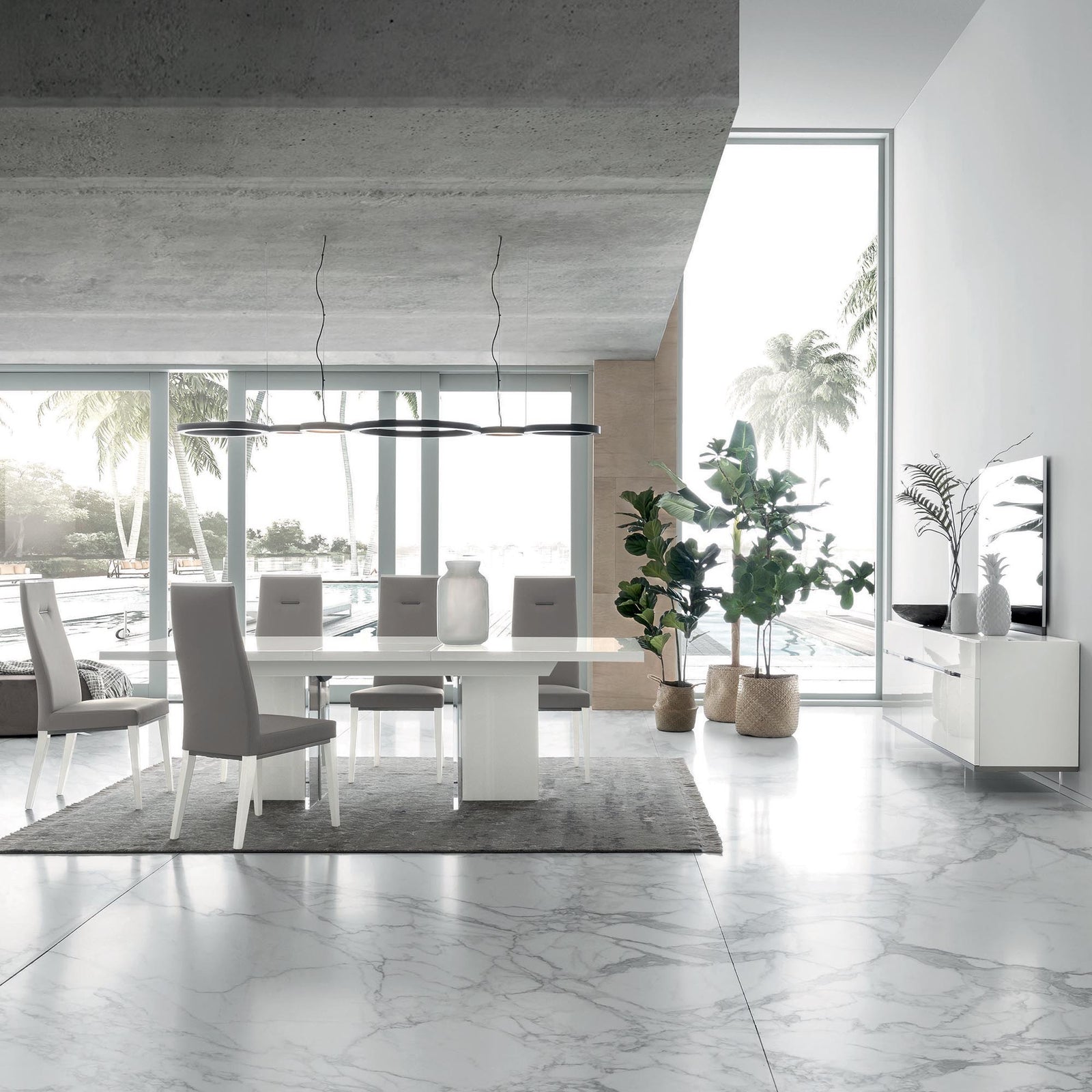 imperia Dining Table - Dining Table 160/210 x 95 cm White High Gloss Tables Sterling Home 7