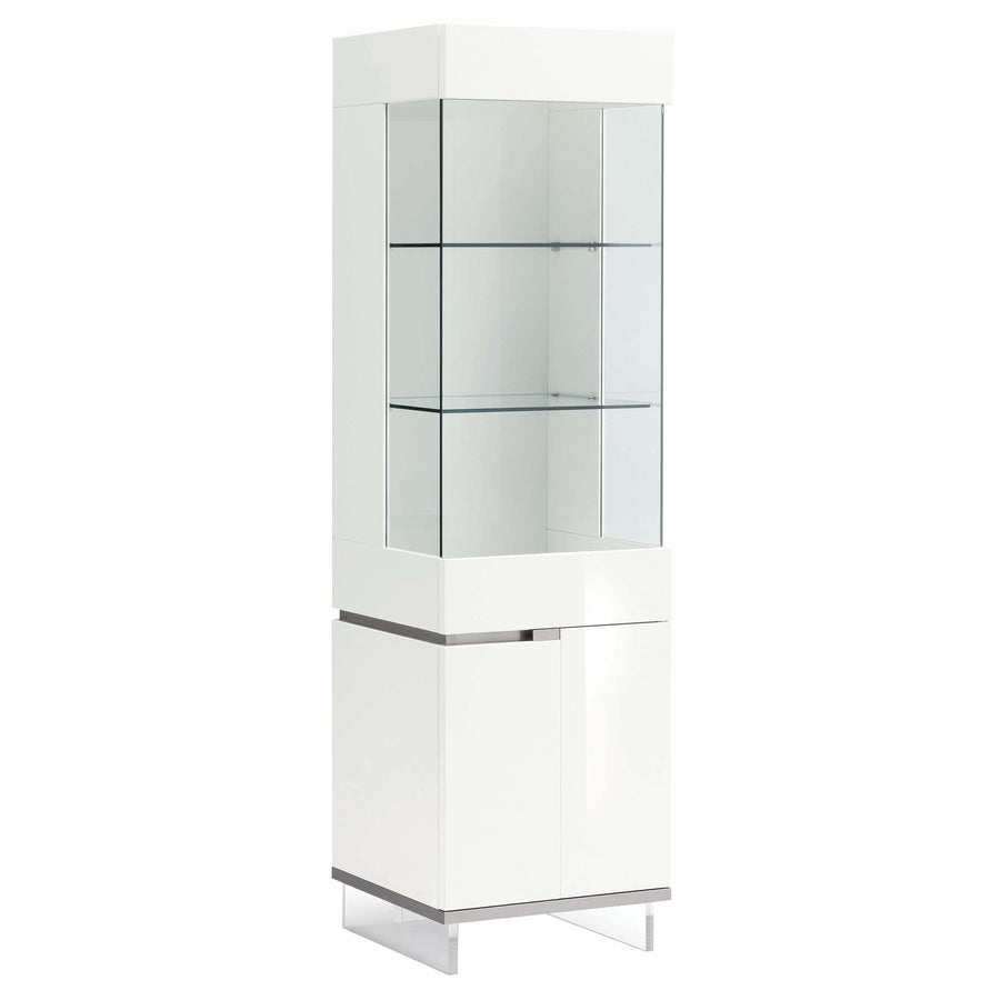 Imperia Cabinet - 1 Door Curio Cabinet Left White High Gloss Storage Sterling Home 1