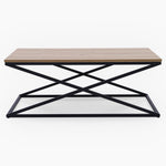 Indus Coffee Table - Coffee Table Oak Effect Top/Black Painted Metal Frame Tables Sterling Home 1