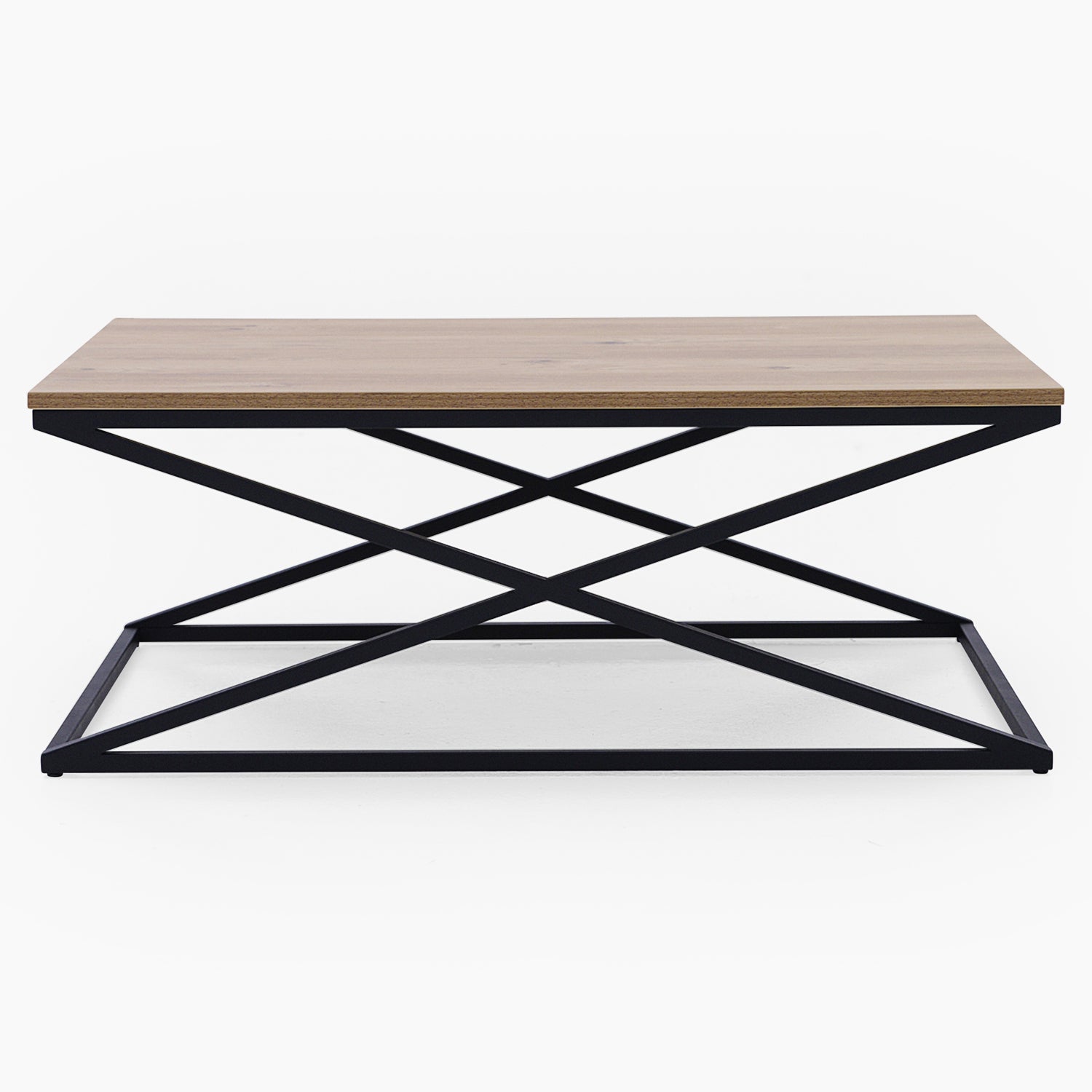 Indus Coffee Table - Coffee Table Oak Effect Top/Black Painted Metal Frame Tables Sterling Home 1