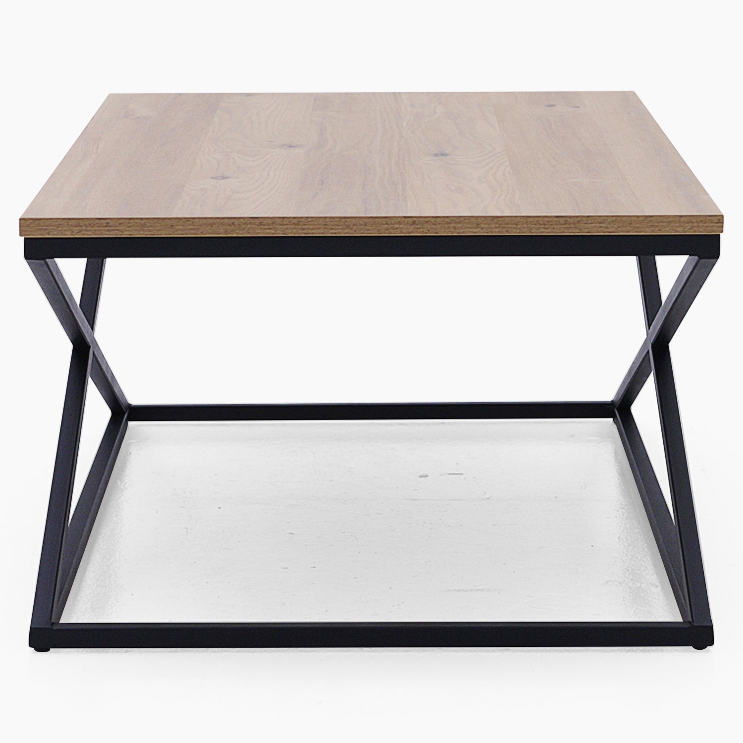 Indus Coffee Table - Coffee Table Oak Effect Top/Black Painted Metal Frame Tables Sterling Home 3