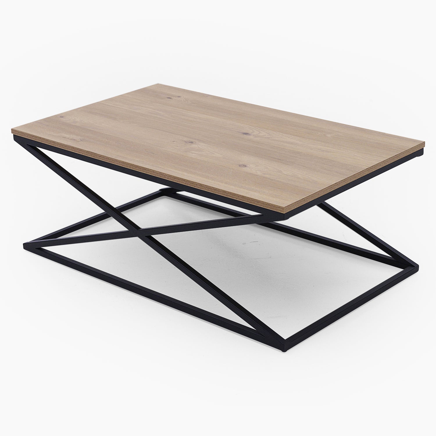 Indus Coffee Table - Coffee Table Oak Effect Top/Black Painted Metal Frame Tables Sterling Home 4