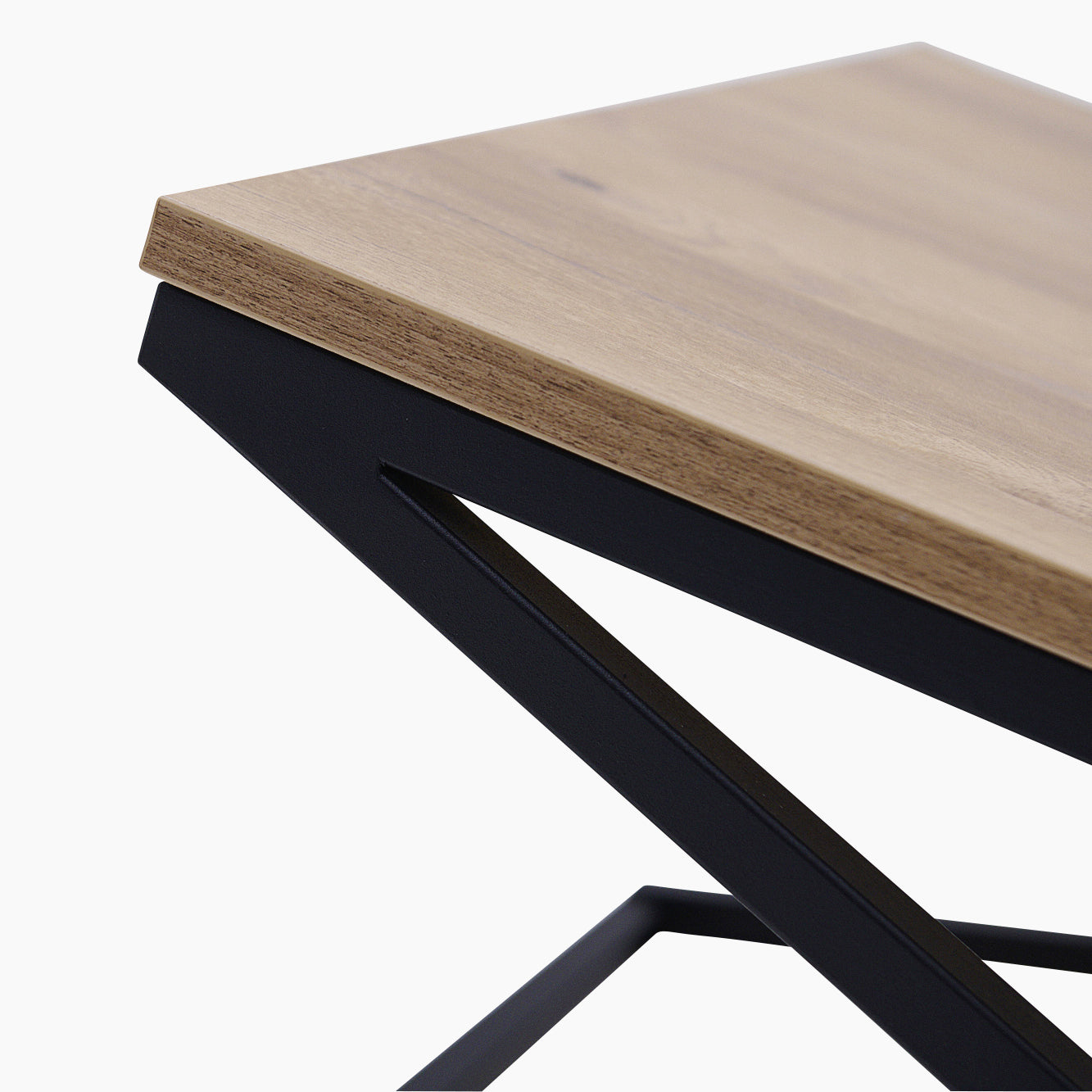 Indus Coffee Table - Coffee Table Oak Effect Top/Black Painted Metal Frame Tables Sterling Home 6