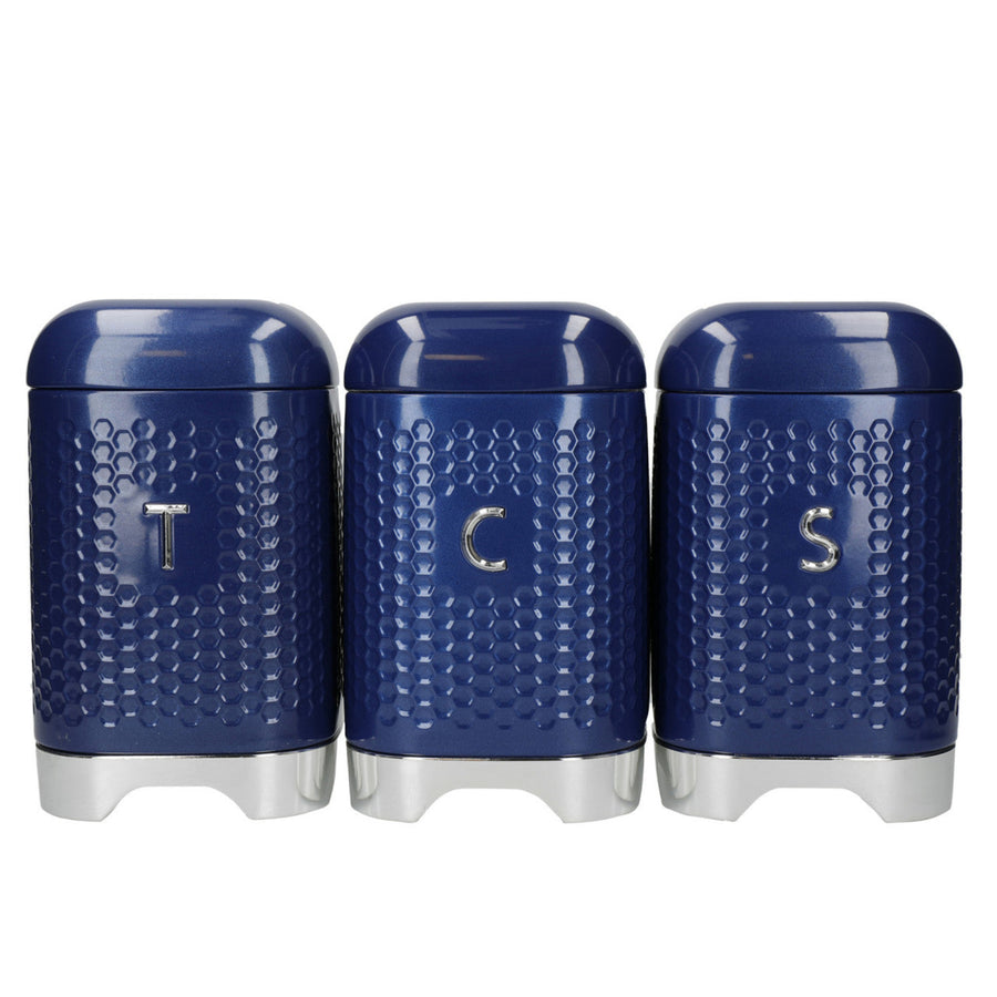 Kitchencraft Lovello Blue Canisters Set Of 3 - Lv Textured TCS 3 Piece Set Blue Sterling Home 2