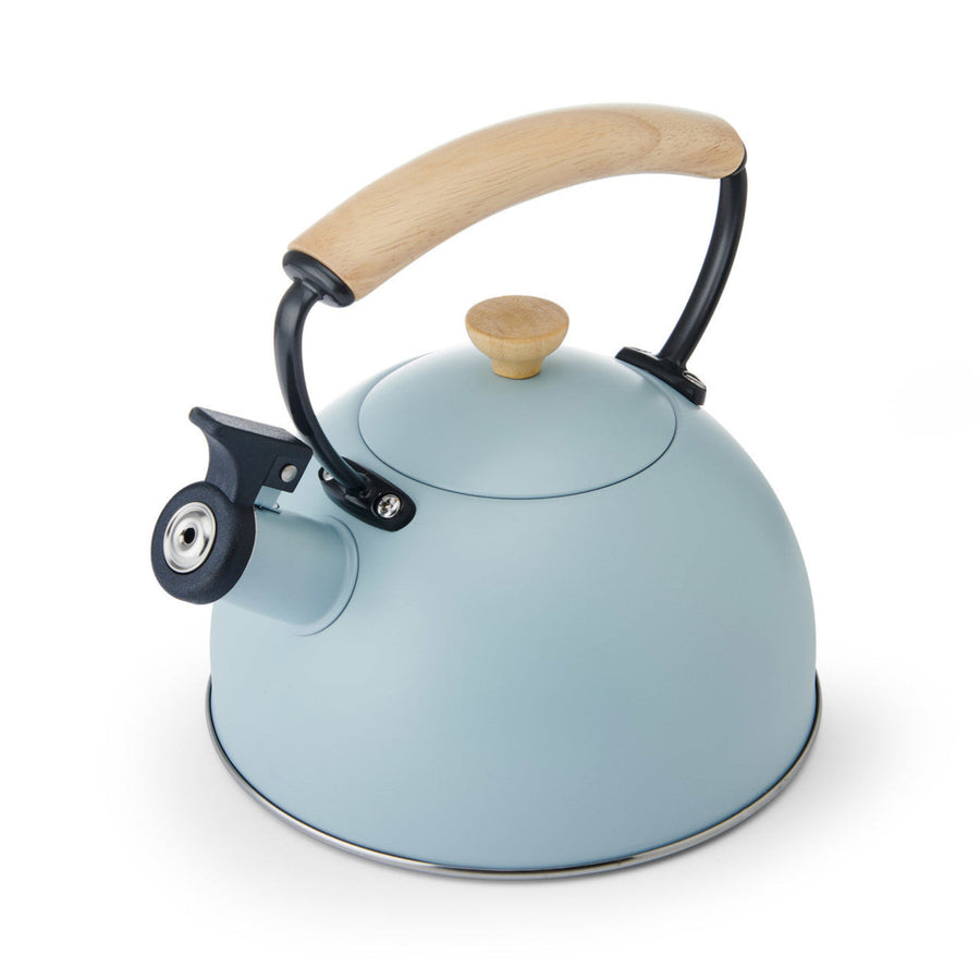 La Cafetiere Blue Whistling Kettle - LC Whistling Kettle Wood Handle Sky Blue 1.6L Sterling Home 2