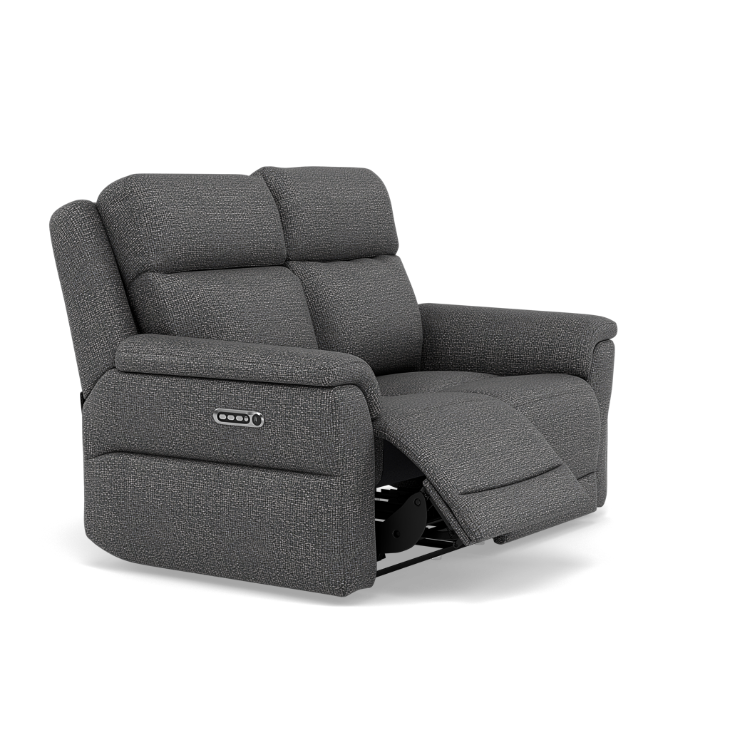 Juno 2 Seater Recliner Sofa - 2 Seater Power Recliner Sofa with USB F8 - Power Recliner with USB — Hopsack Charcoal 70006, gallery image 1