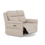 Juno 2 Seater Recliner Sofa - 2 Seater Power Recliner Sofa with USB F8 - Power Recliner with USB — Hopsack Natural 70002, gallery image 1