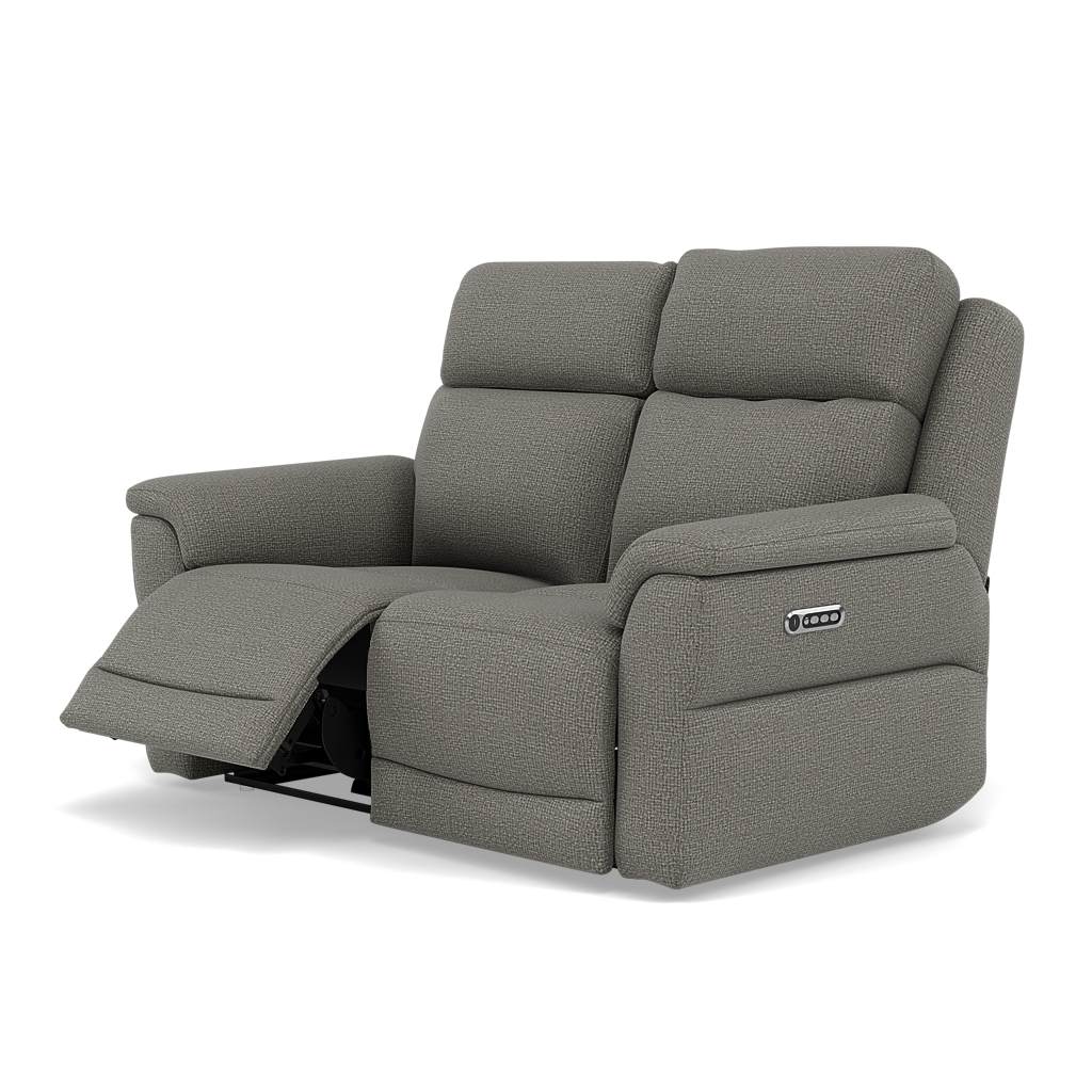 Juno 2 Seater Recliner Sofa - 2 Seater Power Recliner Sofa with USB F8 - Power Recliner with USB — Hopsack Platinum 70003, gallery image 3