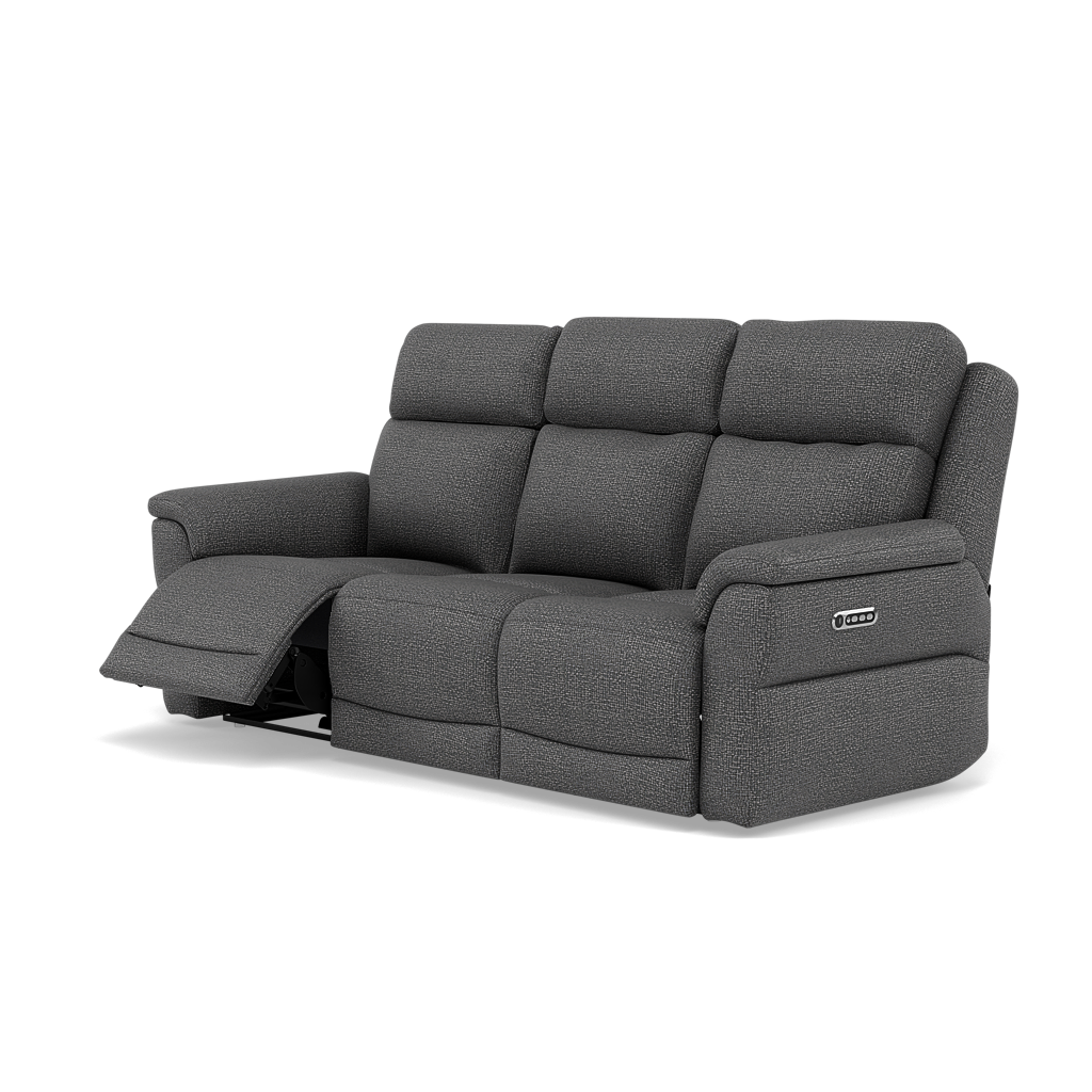 Juno 3 Seater Recliner Sofa - 3 Seater Power Recliner Sofa with USB F8 - Power Recliner with USB — Hopsack Charcoal 70006, gallery image 3
