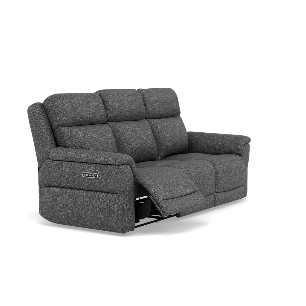 Juno 3 Seater Recliner Sofa - 3 Seater Power Recliner Sofa with USB F8 - Power Recliner with USB — Hopsack Charcoal 70006, gallery image 1
