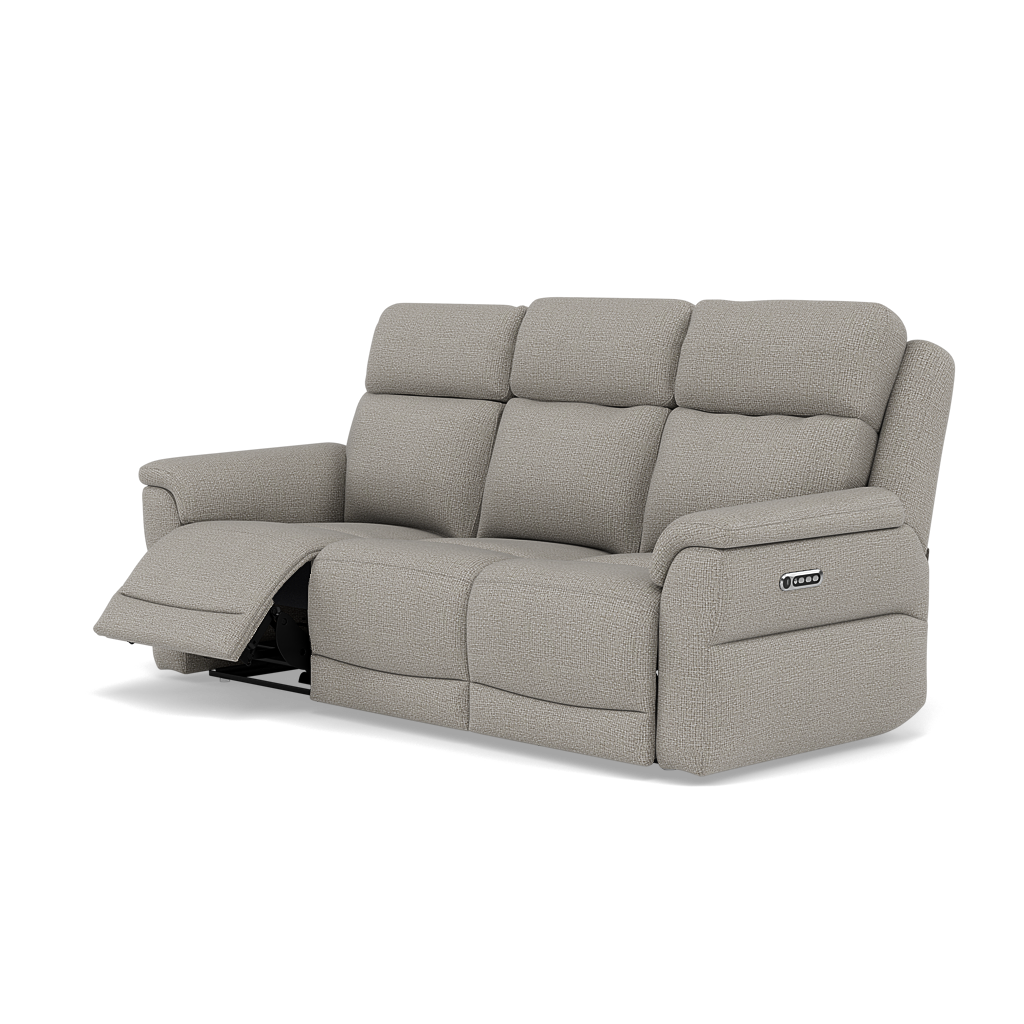 Juno 3 Seater Recliner Sofa - 3 Seater Power Recliner Sofa with USB F8 - Power Recliner with USB — Hopsack Dove 70001, gallery image 3