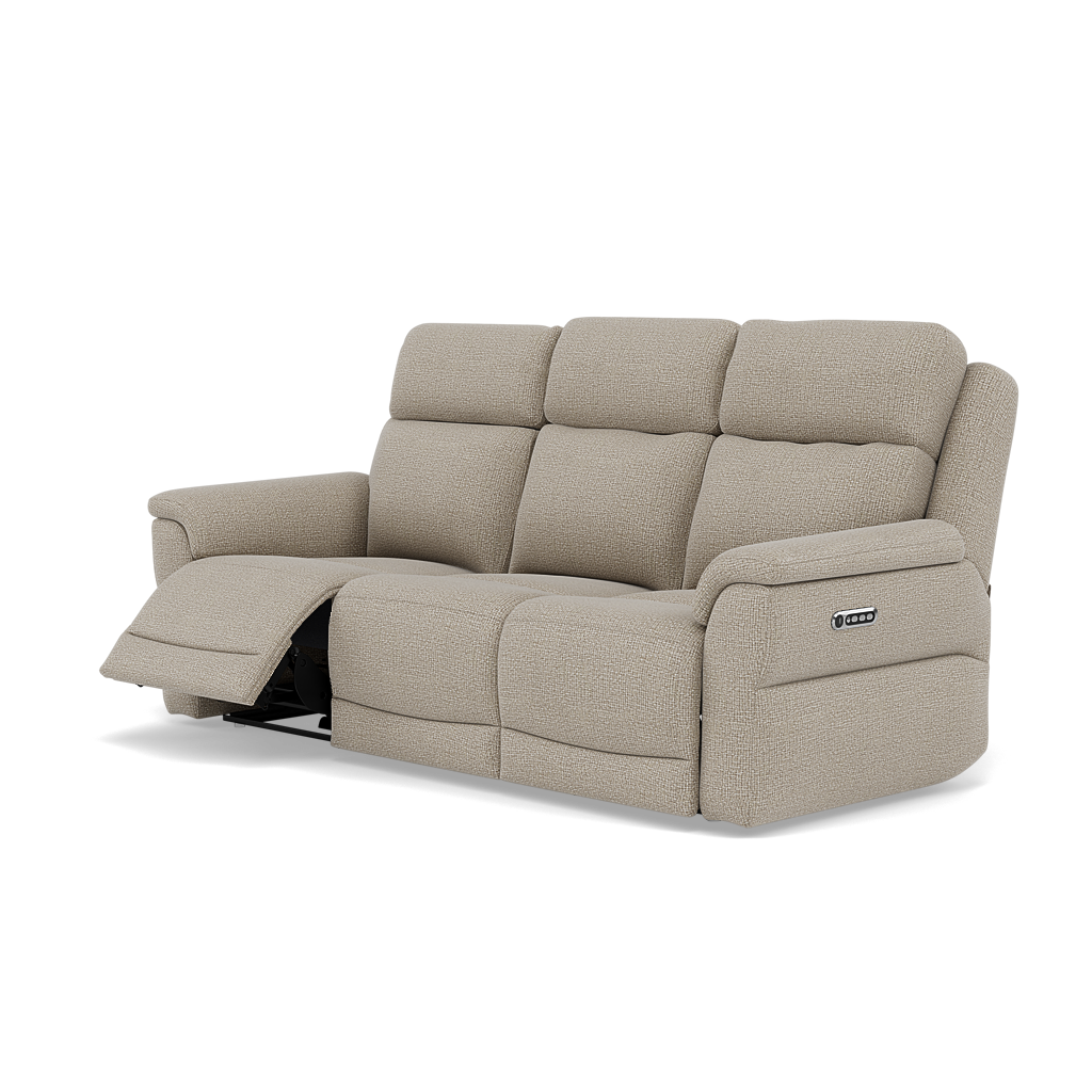 Juno 3 Seater Recliner Sofa - 3 Seater Power Recliner Sofa with USB F8 - Power Recliner with USB — Hopsack Linen 70004, gallery image 3