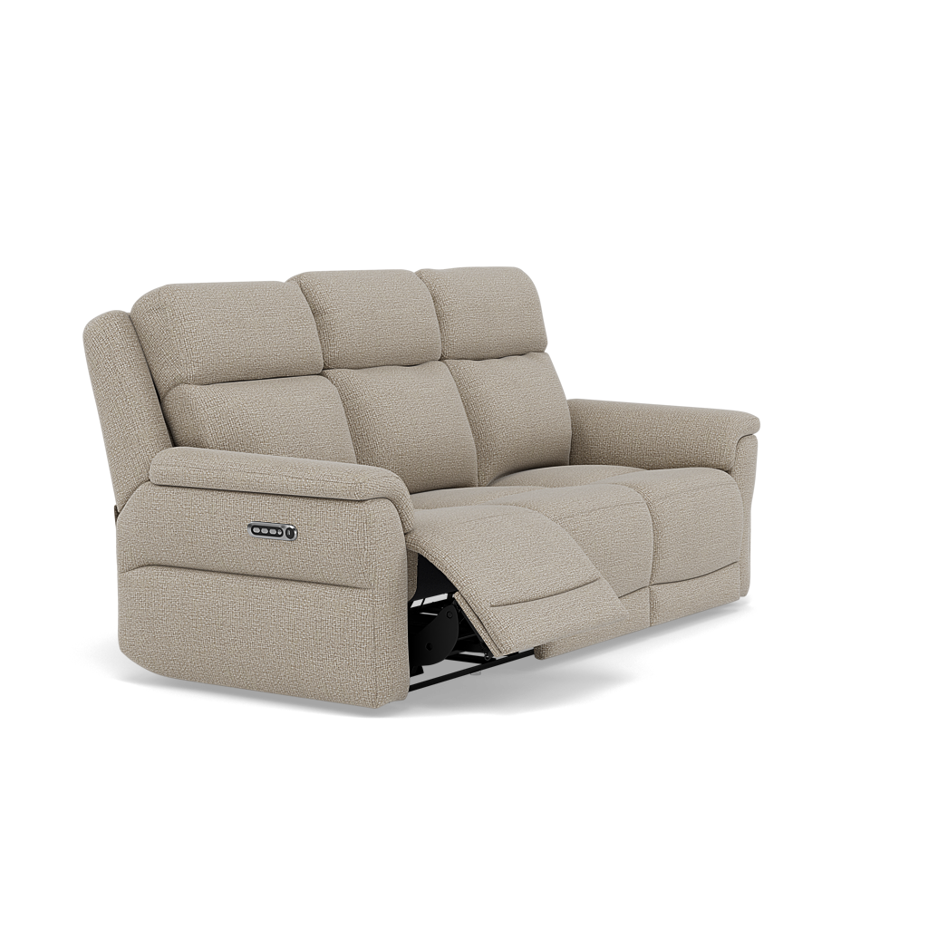 Juno 3 Seater Recliner Sofa - 3 Seater Power Recliner Sofa with USB F8 - Power Recliner with USB — Hopsack Linen 70004, gallery image 1