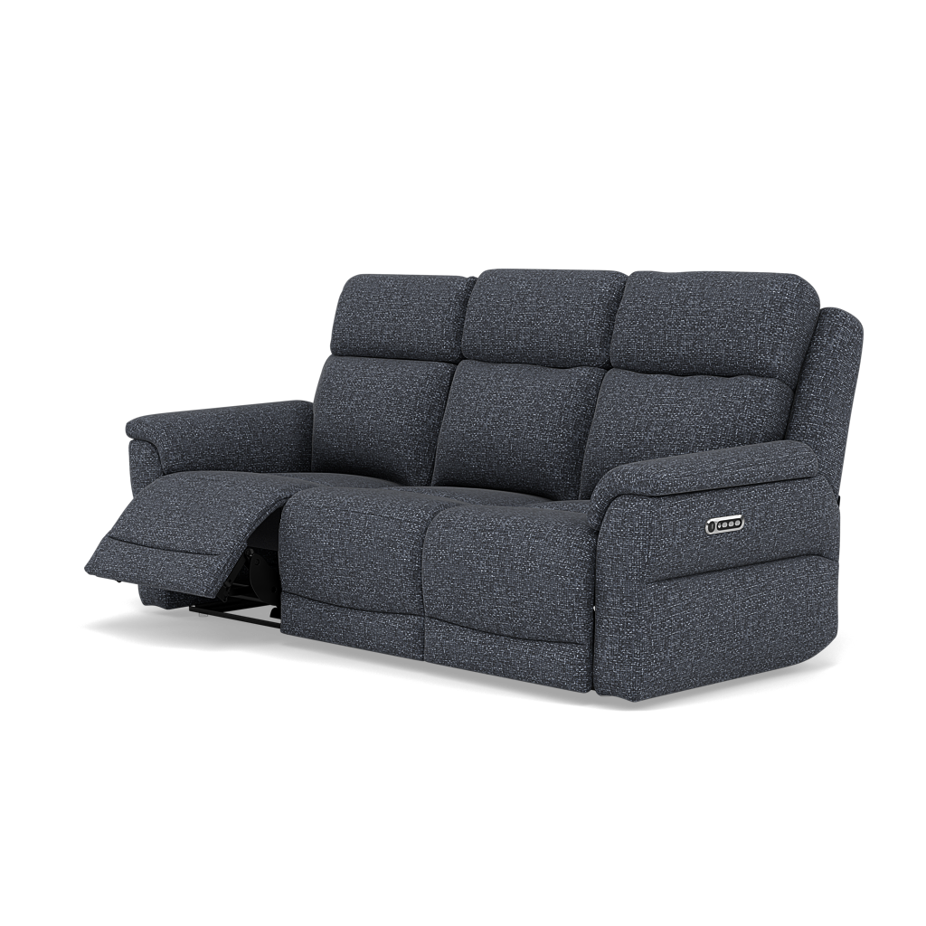 Juno 3 Seater Recliner Sofa - 3 Seater Power Recliner Sofa with USB F8 - Power Recliner with USB — Hopsack Midnight 70005, gallery image 3