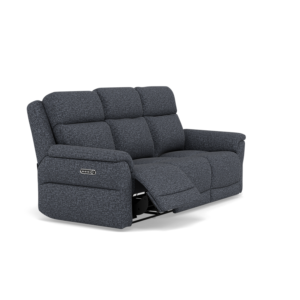 Juno 3 Seater Recliner Sofa - 3 Seater Power Recliner Sofa with USB F8 - Power Recliner with USB — Hopsack Midnight 70005, gallery image 1