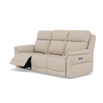 Juno 3 Seater Recliner Sofa - 3 Seater Power Recliner Sofa with USB F8 - Power Recliner with USB — Hopsack Natural 70002, gallery image 3