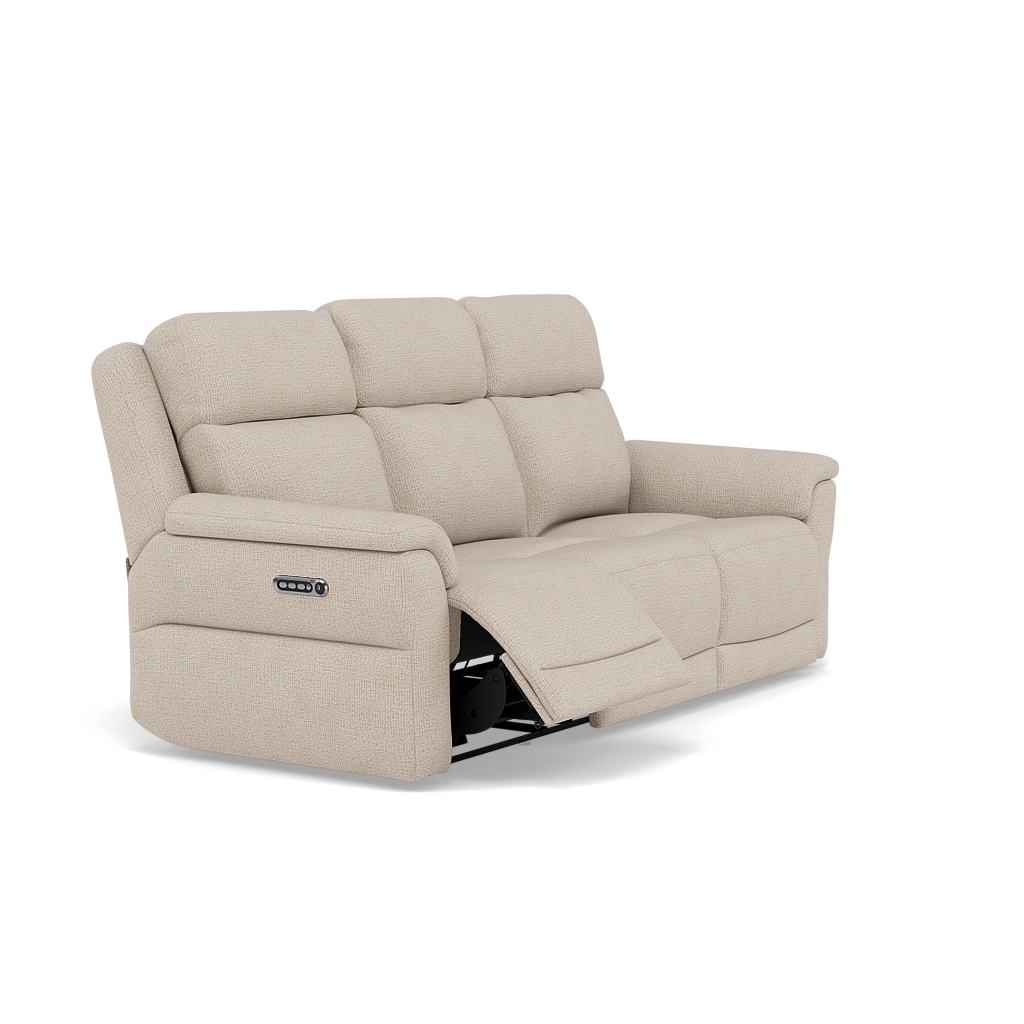 Juno 3 Seater Recliner Sofa - 3 Seater Power Recliner Sofa with USB F8 - Power Recliner with USB — Hopsack Natural 70002, gallery image 1