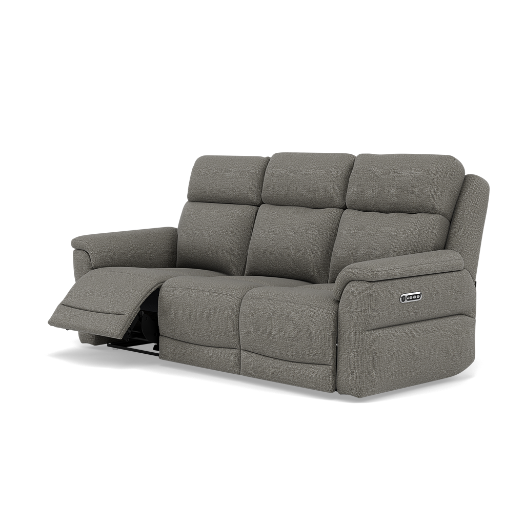 Juno 3 Seater Recliner Sofa - 3 Seater Power Recliner Sofa with USB F8 - Power Recliner with USB — Hopsack Platinum 70003, gallery image 3