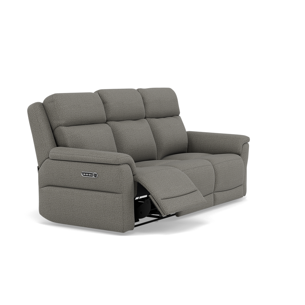 Juno 3 Seater Recliner Sofa - 3 Seater Power Recliner Sofa with USB F8 - Power Recliner with USB — Hopsack Platinum 70003, gallery image 1