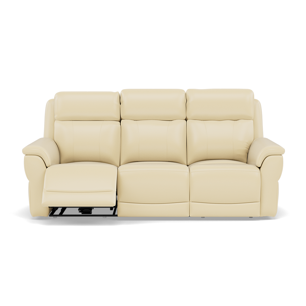 Juno 3 Seater Recliner Sofa - 3 Seater Sofa 2 Power Recliners Lumbar Support Cat 60 - Power with Power Lumbar & USB 3 Seater Sofas Sterling Home 3 Cat-60/02 Montana Cool Cream