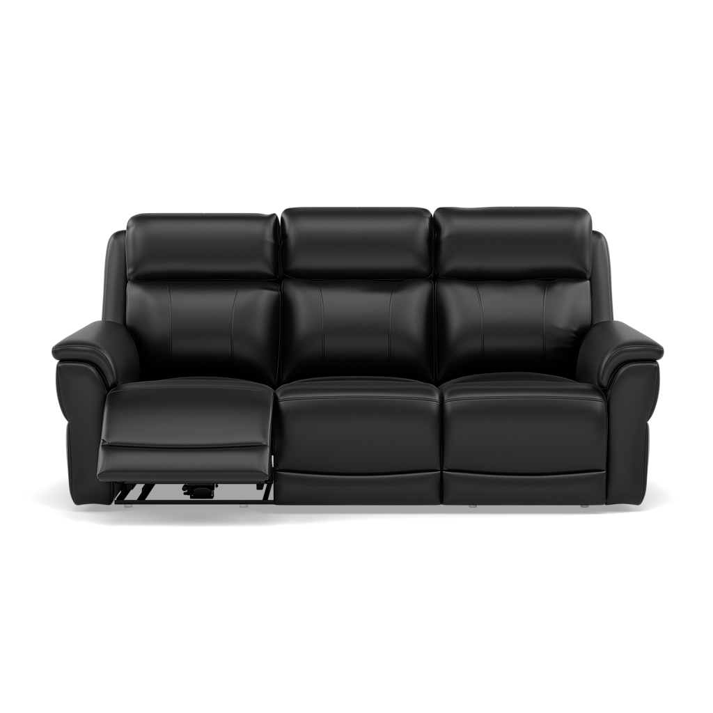 Juno 3 Seater Recliner Sofa - 3 Seater Sofa 2 Power Recliners Lumbar Support Cat 60 - Power with Power Lumbar & USB 3 Seater Sofas Sterling Home 19 Cat-60/22 Montana Jet Black