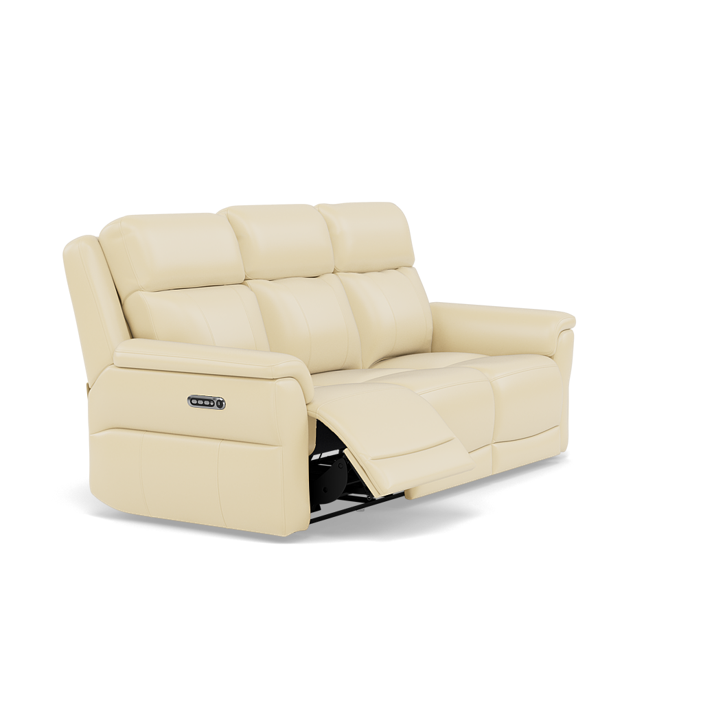 Juno 3 Seater Recliner Sofa - 3 Seater Sofa 2 Power Recliners Lumbar Support Cat 60 - Power with Power Lumbar & USB — Cat-60/02 Montana Cool Cream, gallery image 1