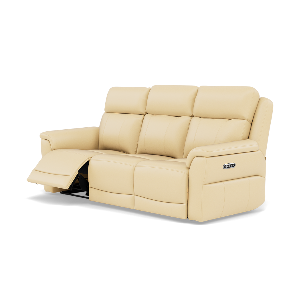 Juno 3 Seater Recliner Sofa - 3 Seater Sofa 2 Power Recliners Lumbar Support Cat 60 - Power with Power Lumbar & USB — Cat-60/04 Montana Vanilla Cream, gallery image 3