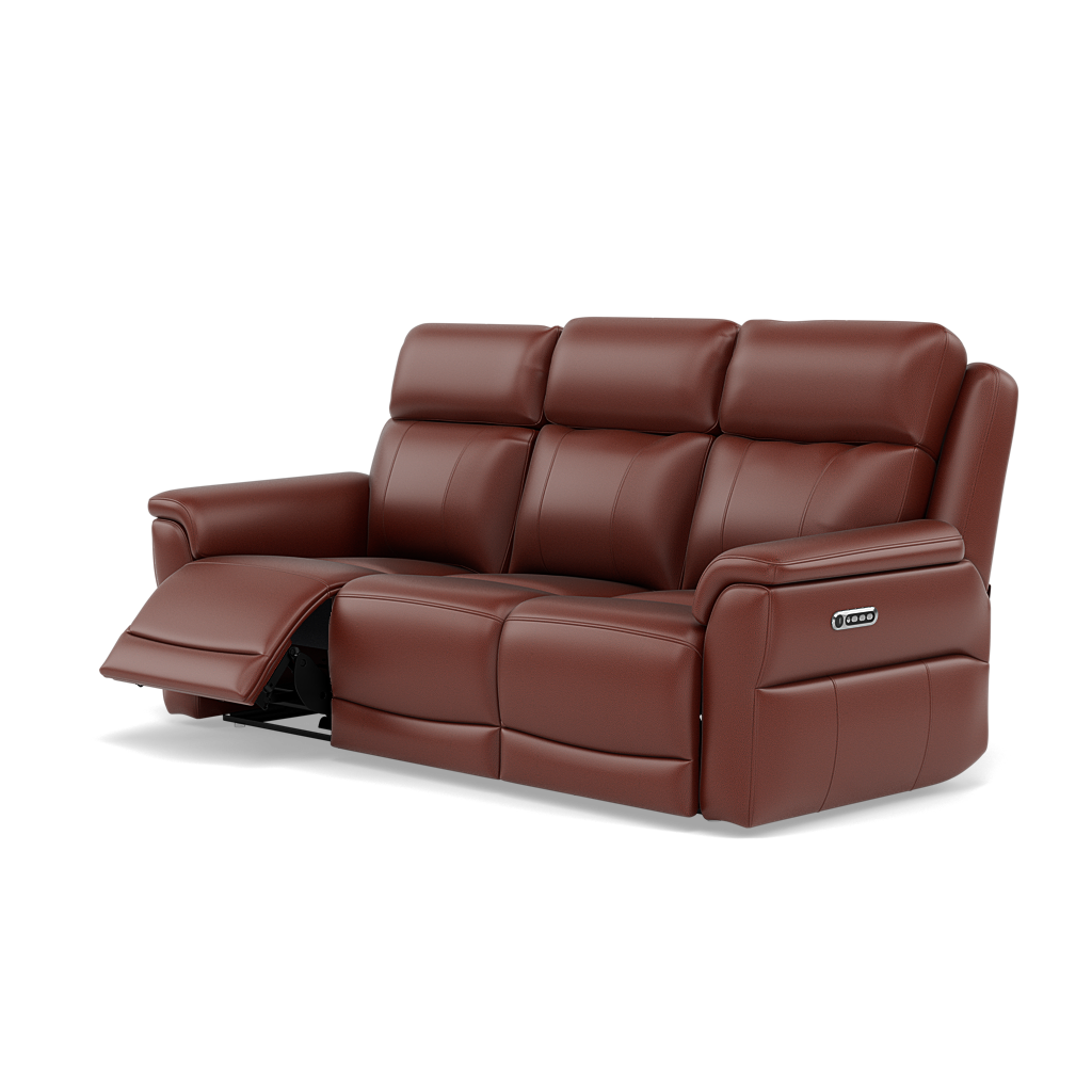 Juno 3 Seater Recliner Sofa - 3 Seater Sofa 2 Power Recliners Lumbar Support Cat 60 - Power with Power Lumbar & USB — Cat-60/07 Montana Butterscotch, gallery image 3