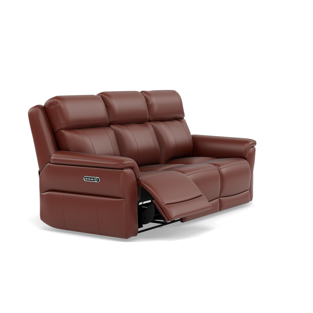 Juno 3 Seater Recliner Sofa - 3 Seater Sofa 2 Power Recliners Lumbar Support Cat 60 - Power with Power Lumbar & USB — Cat-60/07 Montana Butterscotch, gallery image 1