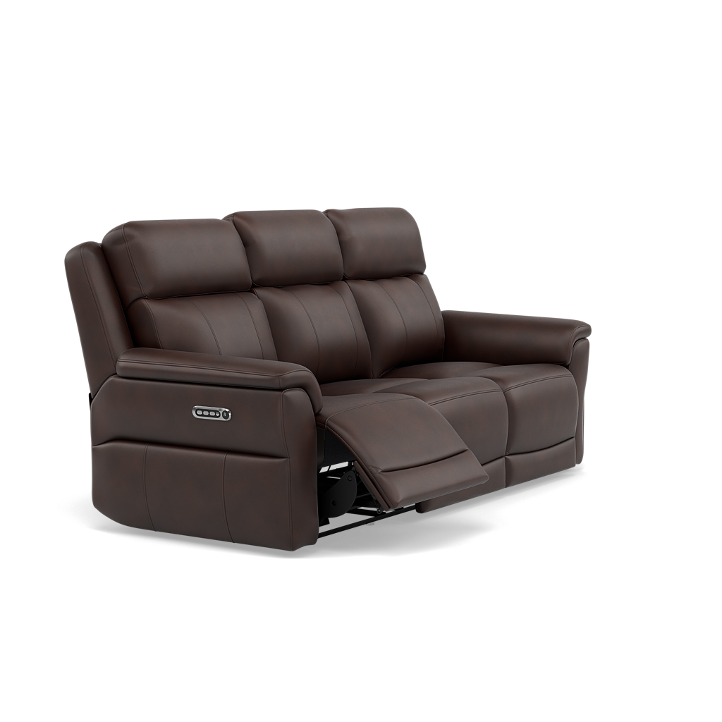 Juno 3 Seater Recliner Sofa - 3 Seater Sofa 2 Power Recliners Lumbar Support Cat 60 - Power with Power Lumbar & USB — Cat-60/08 Montana Chocolate, gallery image 1