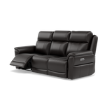 Juno 3 Seater Recliner Sofa - 3 Seater Sofa 2 Power Recliners Lumbar Support Cat 60 - Power with Power Lumbar & USB — Cat-60/09 Montana Black Coffee, gallery image 3