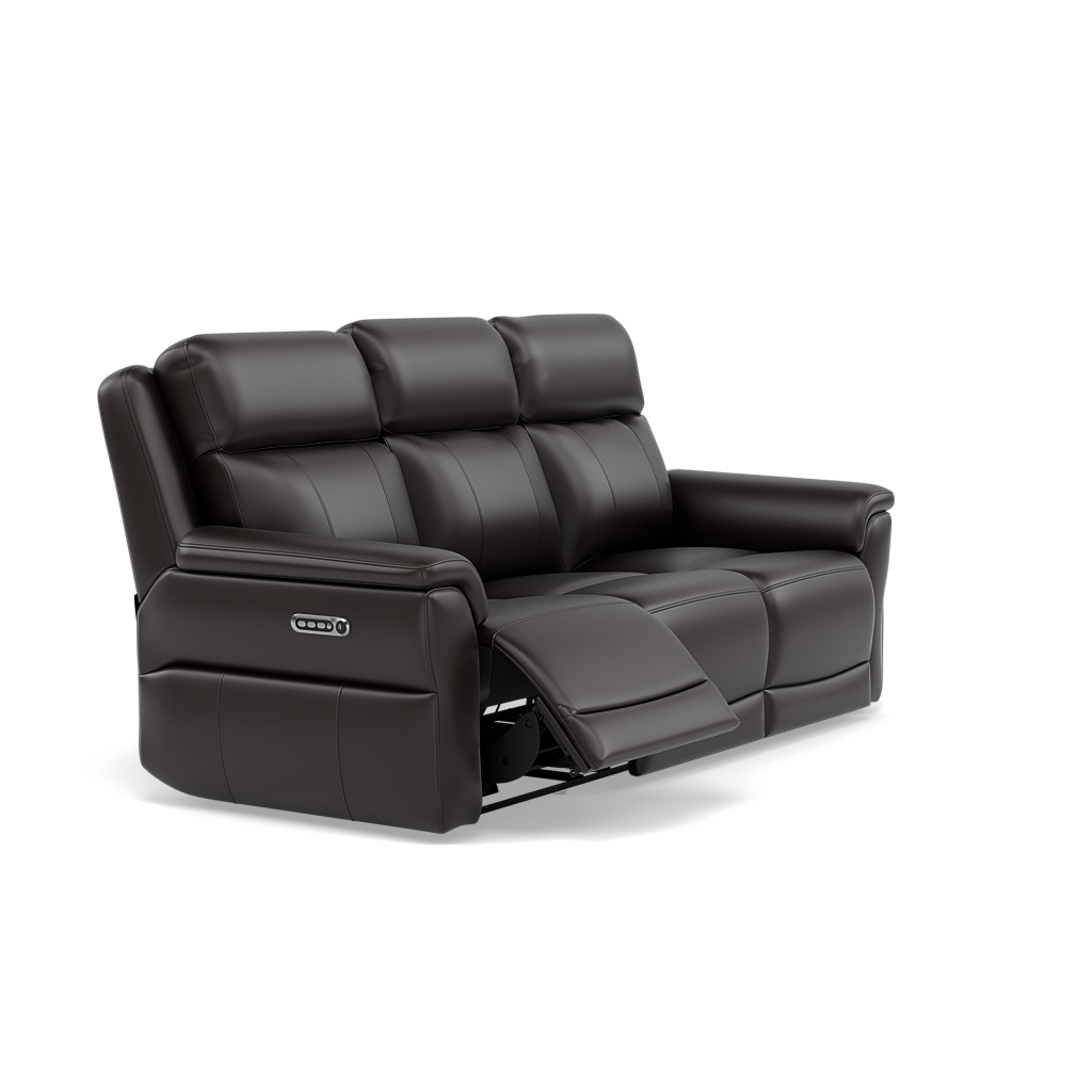 Juno 3 Seater Recliner Sofa - 3 Seater Sofa 2 Power Recliners Lumbar Support Cat 60 - Power with Power Lumbar & USB — Cat-60/09 Montana Black Coffee, gallery image 1
