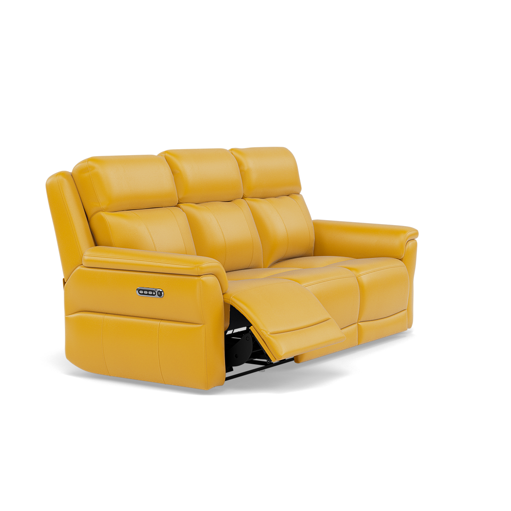 Juno 3 Seater Recliner Sofa - 3 Seater Sofa 2 Power Recliners Lumbar Support Cat 60 - Power with Power Lumbar & USB — Cat-60/10 Montana Sunburst, gallery image 1