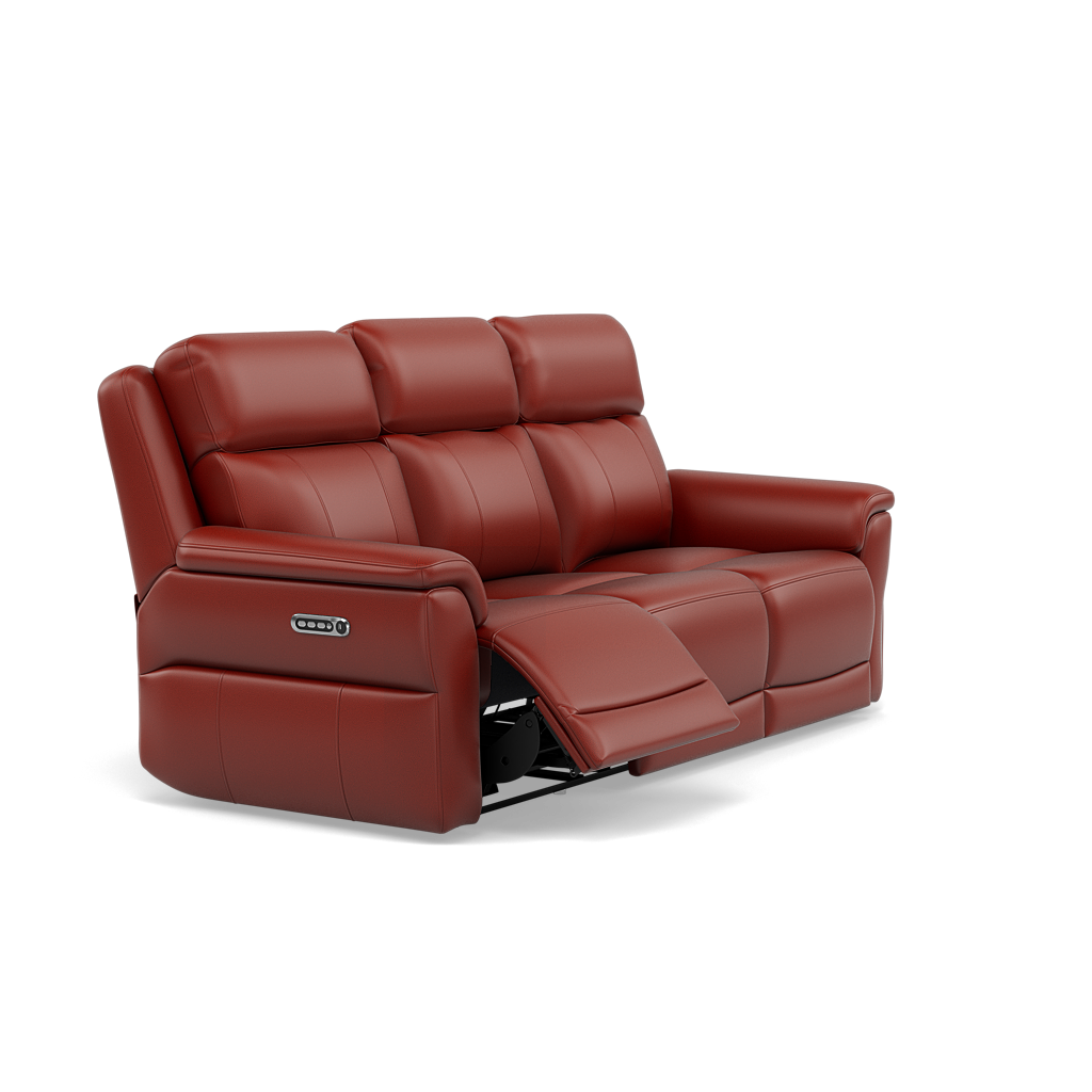 Juno 3 Seater Recliner Sofa - 3 Seater Sofa 2 Power Recliners Lumbar Support Cat 60 - Power with Power Lumbar & USB — Cat-60/11 Montana Flame, gallery image 1
