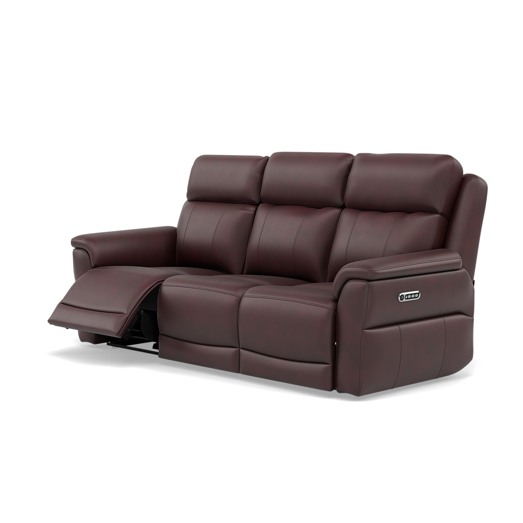 Juno 3 Seater Recliner Sofa - 3 Seater Sofa 2 Power Recliners Lumbar Support Cat 60 - Power with Power Lumbar & USB — Cat-60/15 Montana Ruby, gallery image 3
