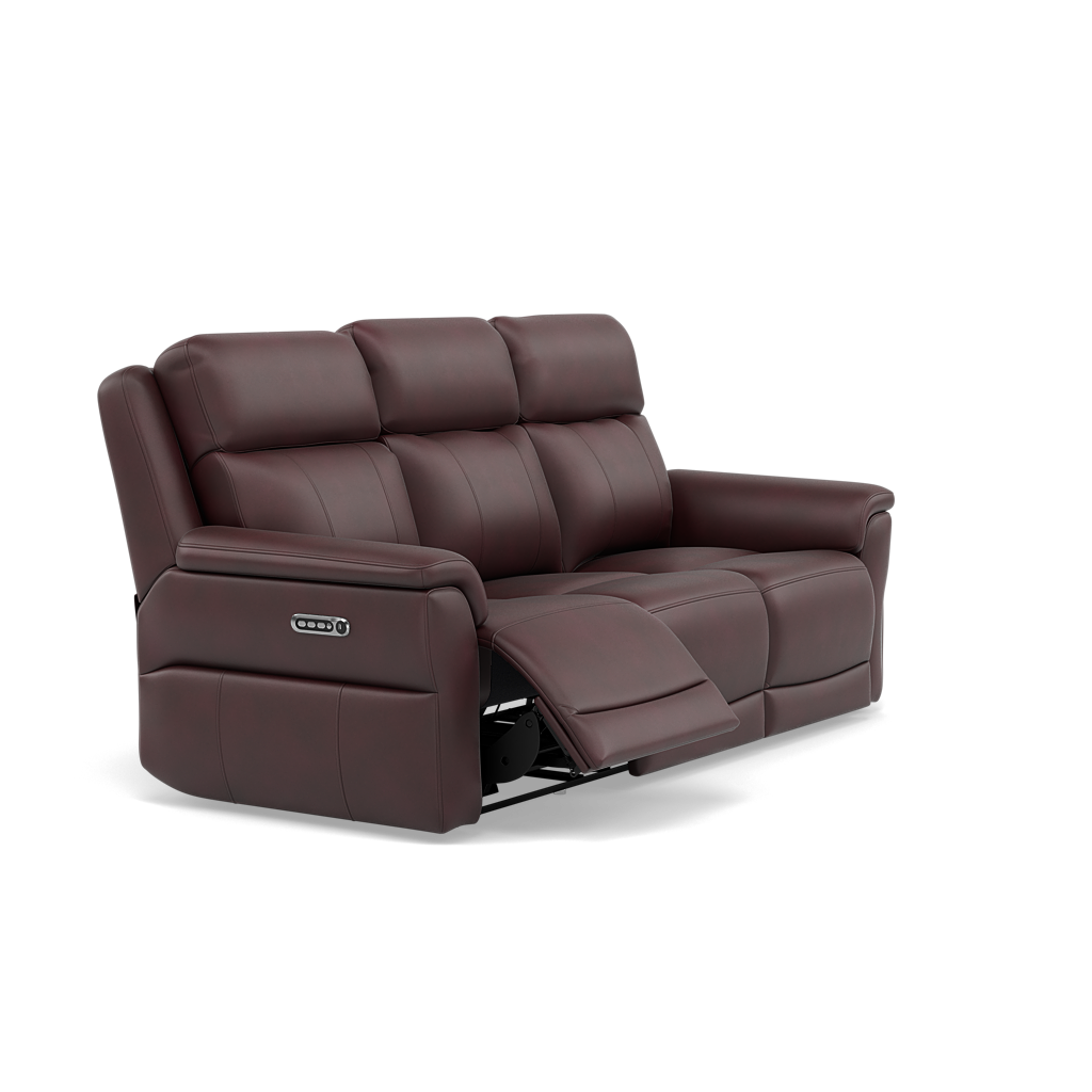 Juno 3 Seater Recliner Sofa - 3 Seater Sofa 2 Power Recliners Lumbar Support Cat 60 - Power with Power Lumbar & USB — Cat-60/15 Montana Ruby, gallery image 1