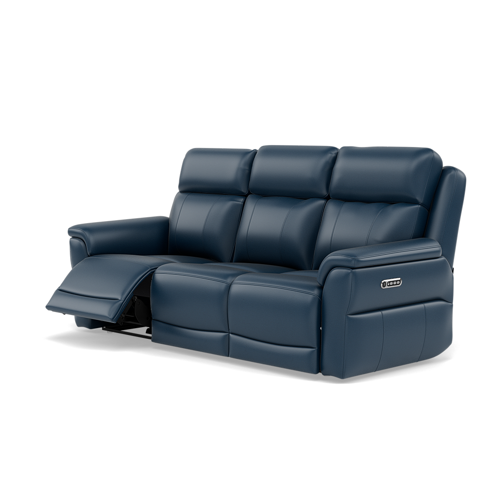 Juno 3 Seater Recliner Sofa - 3 Seater Sofa 2 Power Recliners Lumbar Support Cat 60 - Power with Power Lumbar & USB — Cat-60/17 Montana Ocean, gallery image 3