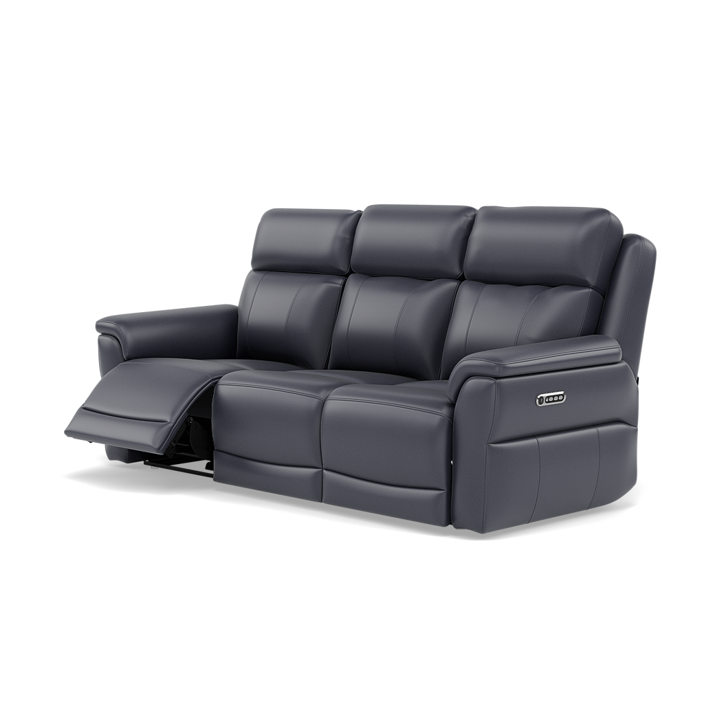 Juno 3 Seater Recliner Sofa - 3 Seater Sofa 2 Power Recliners Lumbar Support Cat 60 - Power with Power Lumbar & USB — Cat-60/18 Montana Lavender Grey, gallery image 3