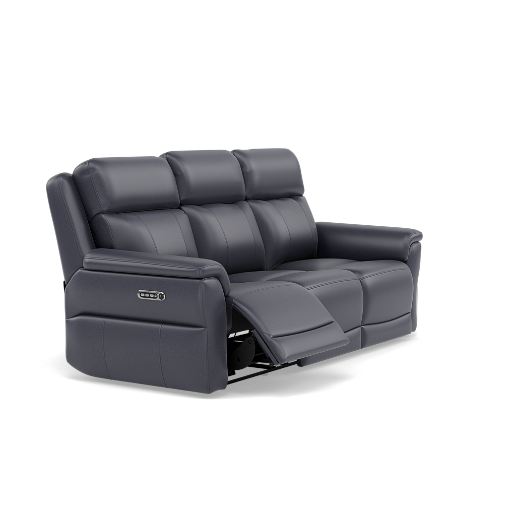 Juno 3 Seater Recliner Sofa - 3 Seater Sofa 2 Power Recliners Lumbar Support Cat 60 - Power with Power Lumbar & USB — Cat-60/18 Montana Lavender Grey, gallery image 1