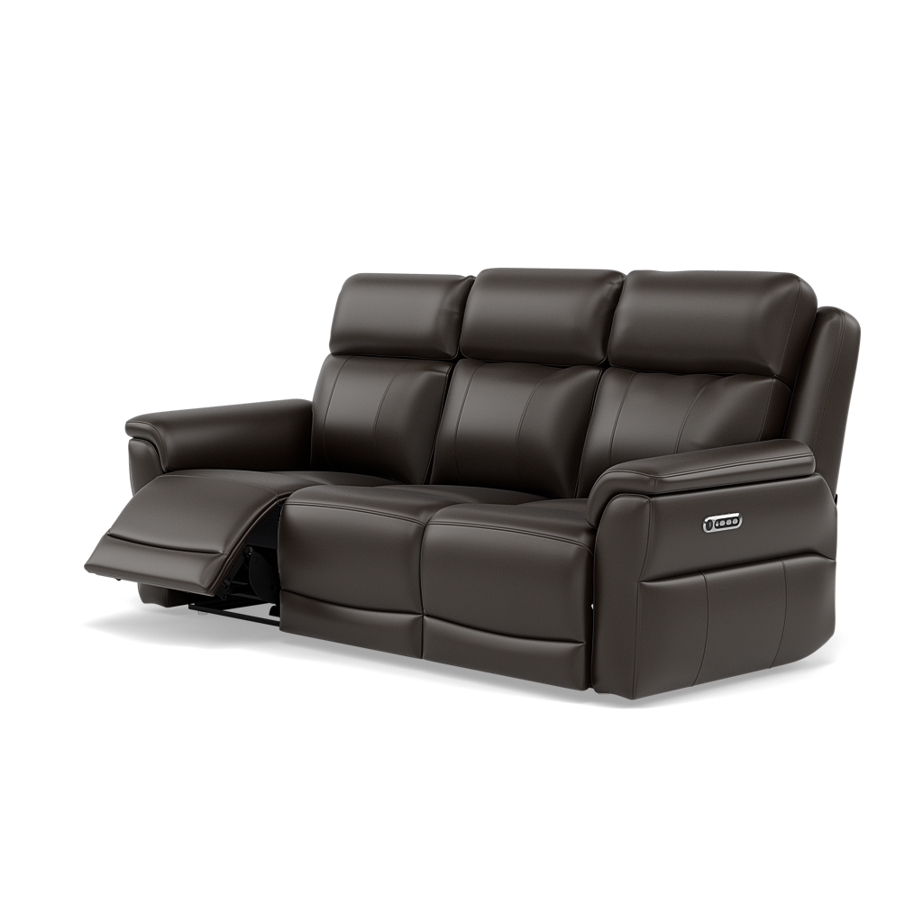 Juno 3 Seater Recliner Sofa - 3 Seater Sofa 2 Power Recliners Lumbar Support Cat 60 - Power with Power Lumbar & USB — Cat-60/21 Montana Storm, gallery image 3