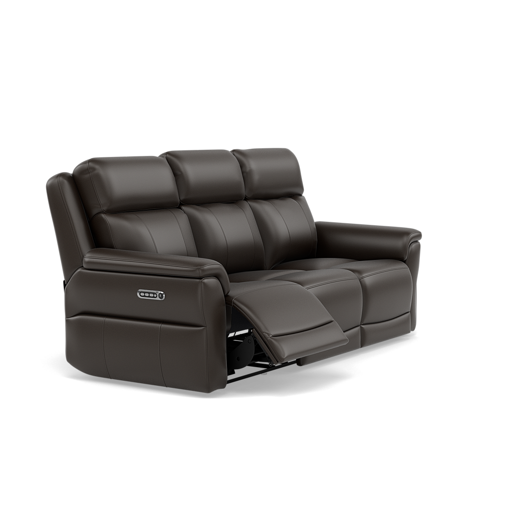 Juno 3 Seater Recliner Sofa - 3 Seater Sofa 2 Power Recliners Lumbar Support Cat 60 - Power with Power Lumbar & USB — Cat-60/21 Montana Storm, gallery image 1