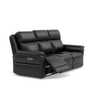 Juno 3 Seater Recliner Sofa - 3 Seater Sofa 2 Power Recliners Lumbar Support Cat 60 - Power with Power Lumbar & USB — Cat-60/22 Montana Jet Black, gallery image 1