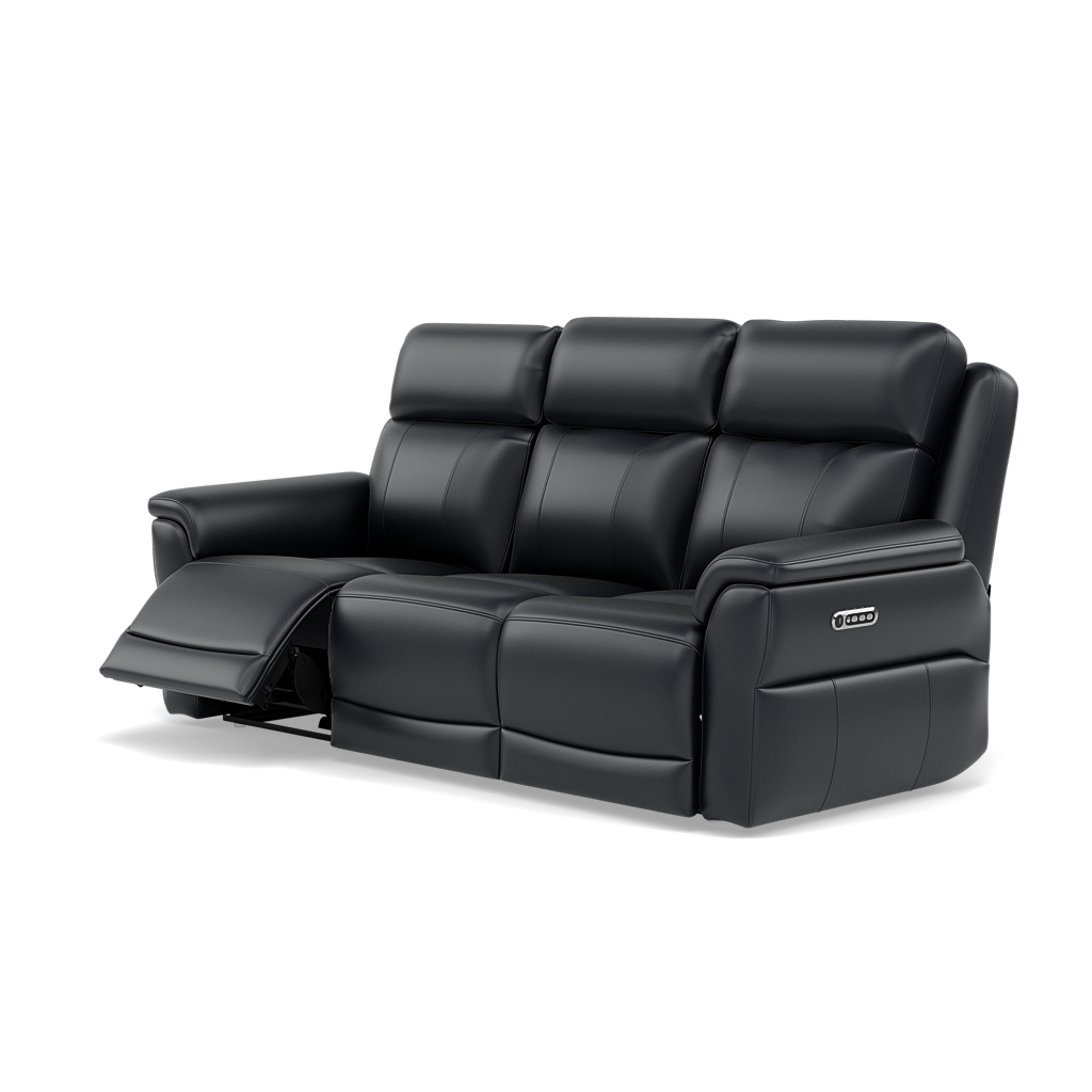 Juno 3 Seater Recliner Sofa - 3 Seater Sofa 2 Power Recliners Lumbar Support Cat 60 - Power with Power Lumbar & USB — Cat-60/24 Montana Navy, gallery image 3