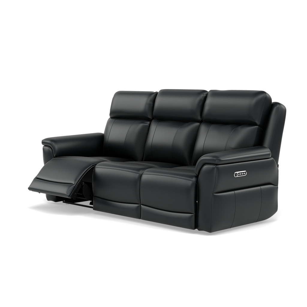 Juno 3 Seater Recliner Sofa - 3 Seater Sofa 2 Power Recliners Lumbar Support Cat 60 - Power with Power Lumbar & USB — Cat-60/25 Montana Charcoal, gallery image 3