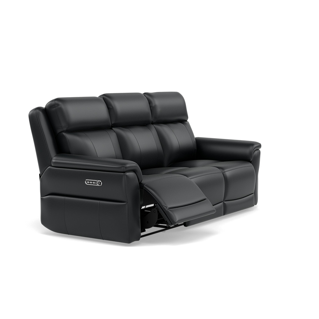 Juno 3 Seater Recliner Sofa - 3 Seater Sofa 2 Power Recliners Lumbar Support Cat 60 - Power with Power Lumbar & USB — Cat-60/25 Montana Charcoal, gallery image 1