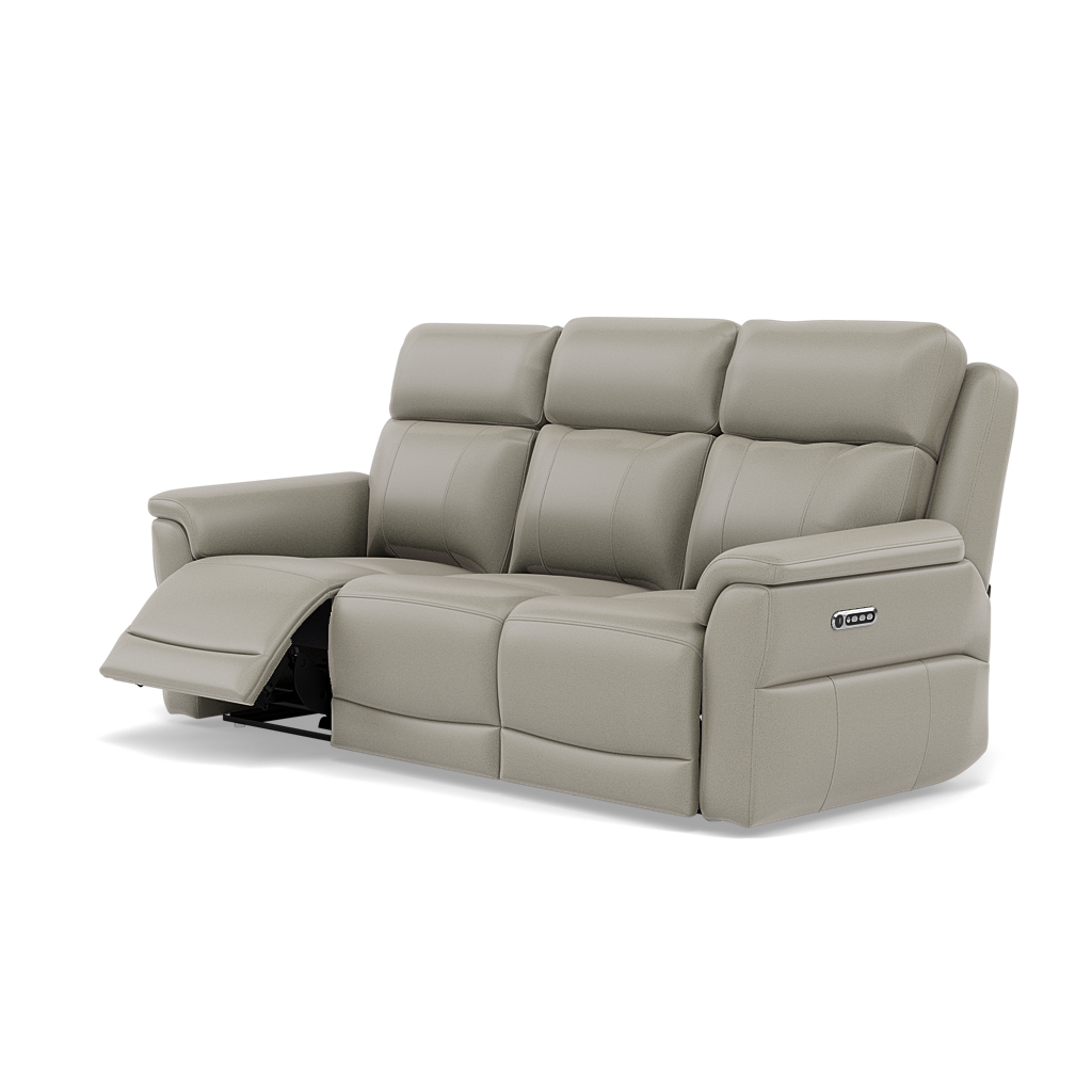 Juno 3 Seater Recliner Sofa - 3 Seater Sofa 2 Power Recliners Lumbar Support Cat 60 - Power with Power Lumbar & USB — Cat-60/28 Montana New Grey, gallery image 3