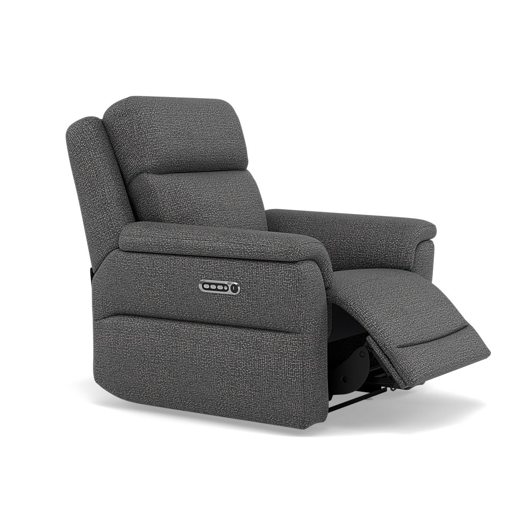 Juno Recliner Armchair - Power Recliner Chair Lumbar Support F8 - Power with Power Lumbar & USB — Hopsack Charcoal 70006, gallery image 1