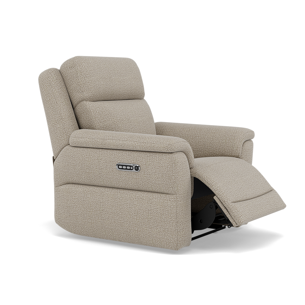 Juno Recliner Armchair - Power Recliner Chair Lumbar Support F8 - Power with Power Lumbar & USB — Hopsack Linen 70004, gallery image 1