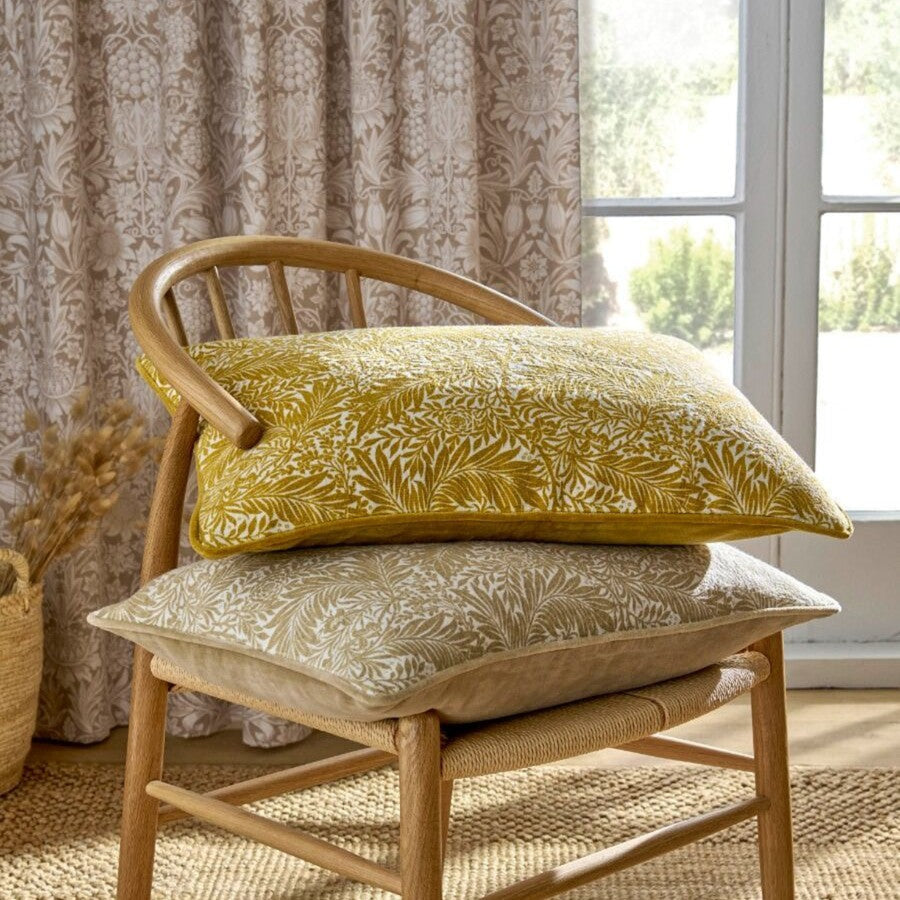 William Morris At Home Larkspur Yellow Cushion - Larkspur Cushion Tumeric Sterling Home 1