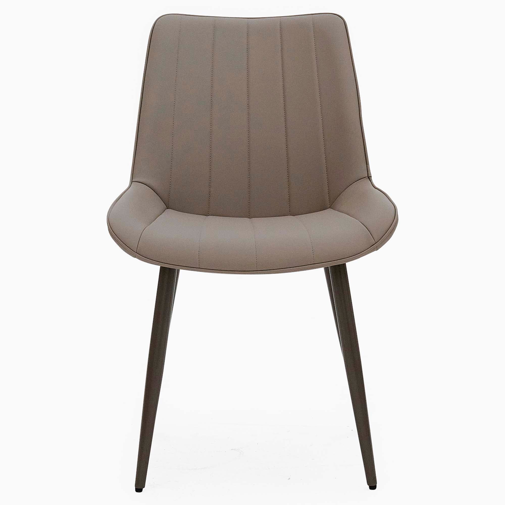 Leo Dining Chair - Dining Chair Champagne Leather Look / Warm Brown Powder Legs Chairs Sterling Home 1